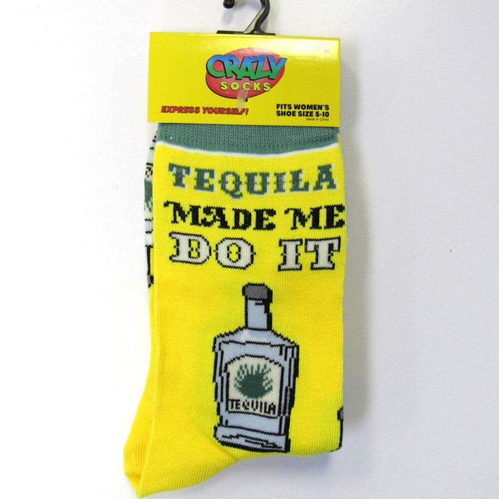 Tequila Made Me Do It Women's Fun Novelty Socks Stocking Stuffers Gift - Picture 1 of 2